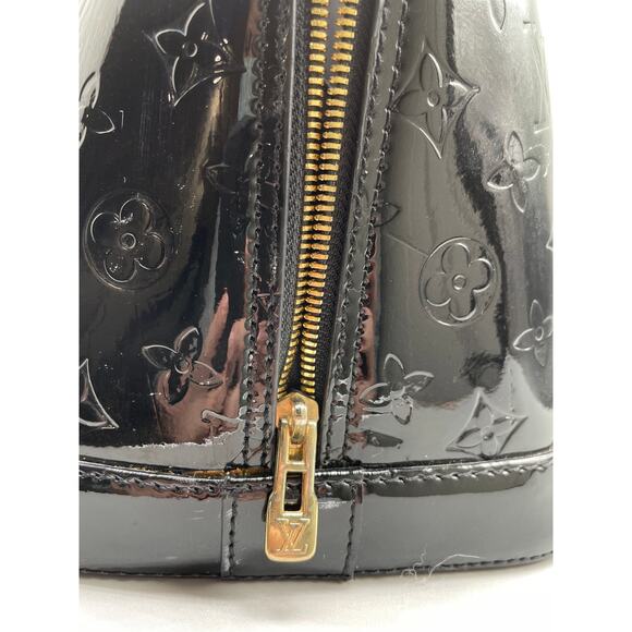 Louis Vuitton Black Patton Leather Vernis Alma GM Noir Magnetique Designer Bag - Picture 12 of 16
